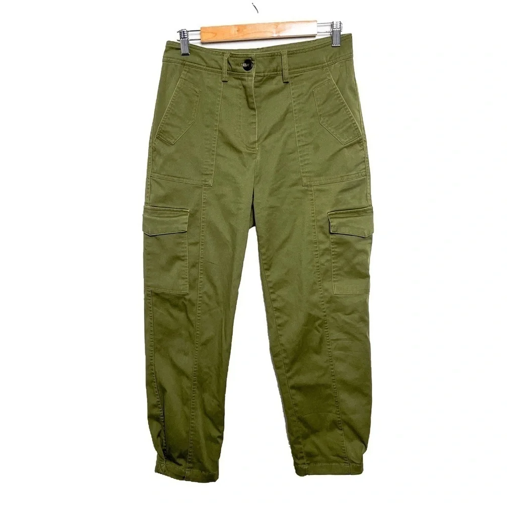 Jason Wu Olive Army Green Tailored Cargo Pants Capri Cutoffs Size Small Designer